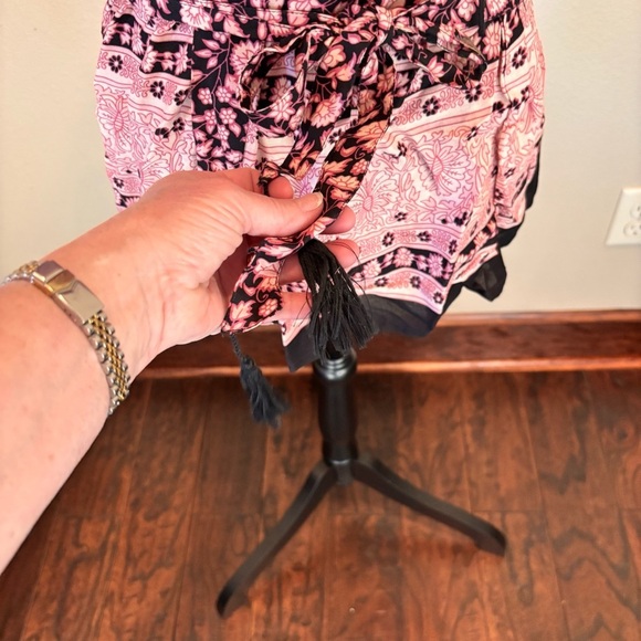 NWT Boho Me Collection Floral Wrap Blouse Top,Medium,Pink/Black, Spring Summer - Picture 3 of 10